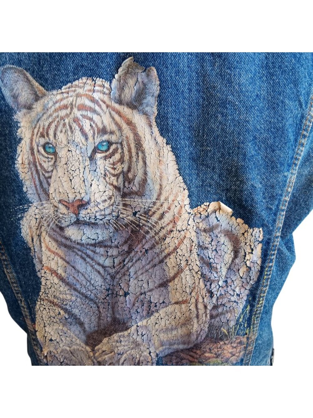 True Vintage Medium 1990's Levis Denim Trucker Jacket Tiger Blanket 70506-0316
